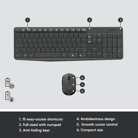 Logitech MK235 Wireless Keyboard and Mouse Combo - Picture 3 of 5